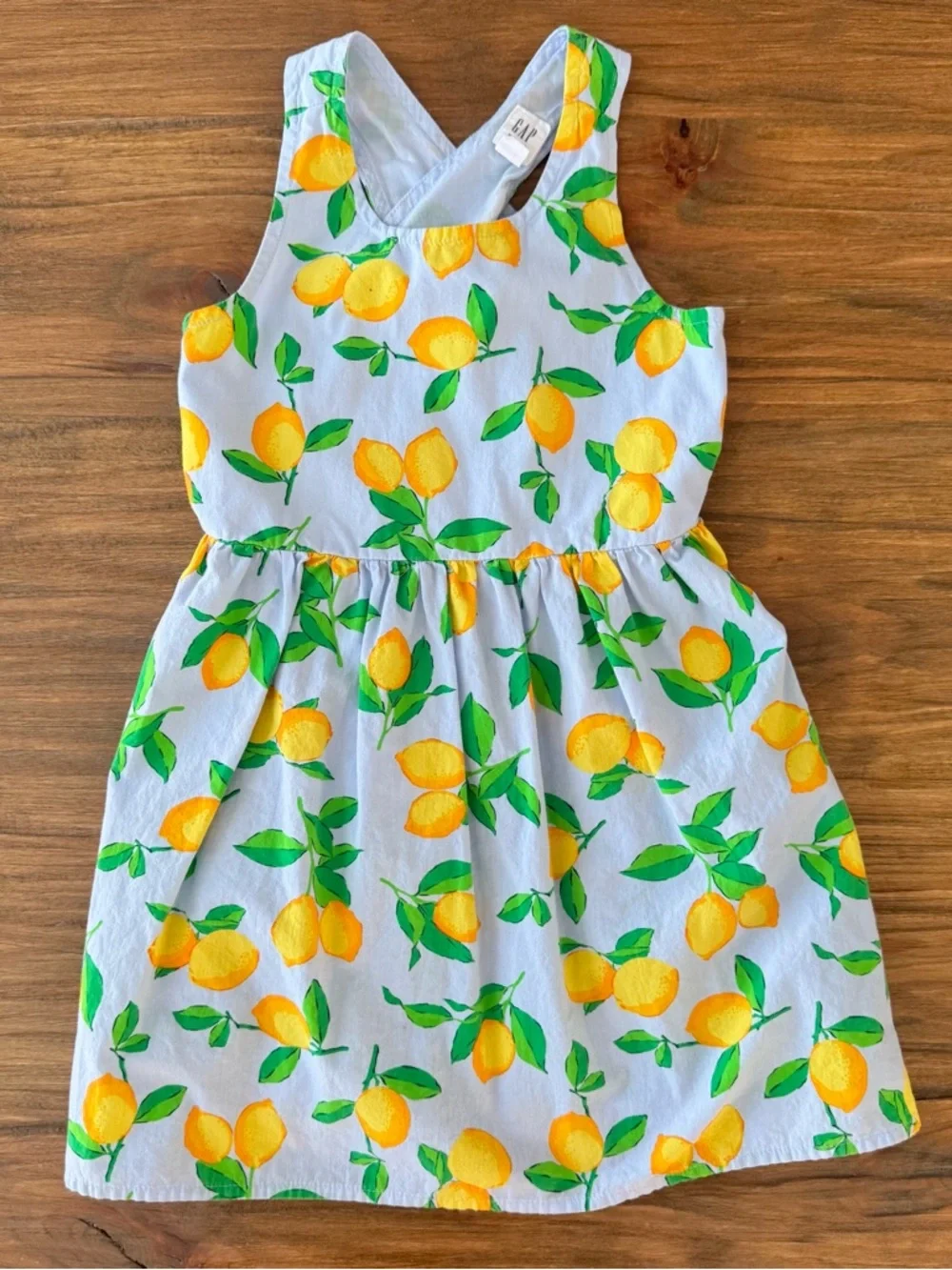 GAP Blue Lemon Print Crossback Dress Size XS/4-5